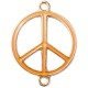 Metalen hangers - tussenzetsels " Peace"  goud / oranje